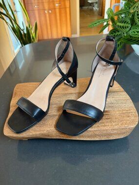 Naturalizer 27 Edit Black Iriss Ankle Strap Open Toe Heels Sandals 8.5 M